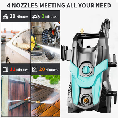 FOTING Upgraded Electric Pressure Washer 4200 PSI 2.8 GPM Power Washer with Extra Hose, 23ft Hose 35ft Power Cord, 4 Nozzle and Detergent Tank for Cars, Fences, Patio