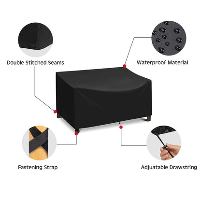 Adiqo Patio Loveseat Cover Waterproof, Outdoor Lawn Bench Cover, Outdoor Couch Cover Sofa Cover for 2-Seater for Outdoor Furnitures, 60"W x 34"D x 30"H, Black