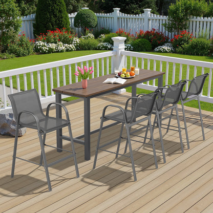 Dovov Outdoor Bar Stools Set of 4, Patio Bar Height Stool Outdoor Textilene Bar Chairs All Weather Patio Barstools for Garden Poolside Backyard Balcony Porch Lawn Deck, Gray
