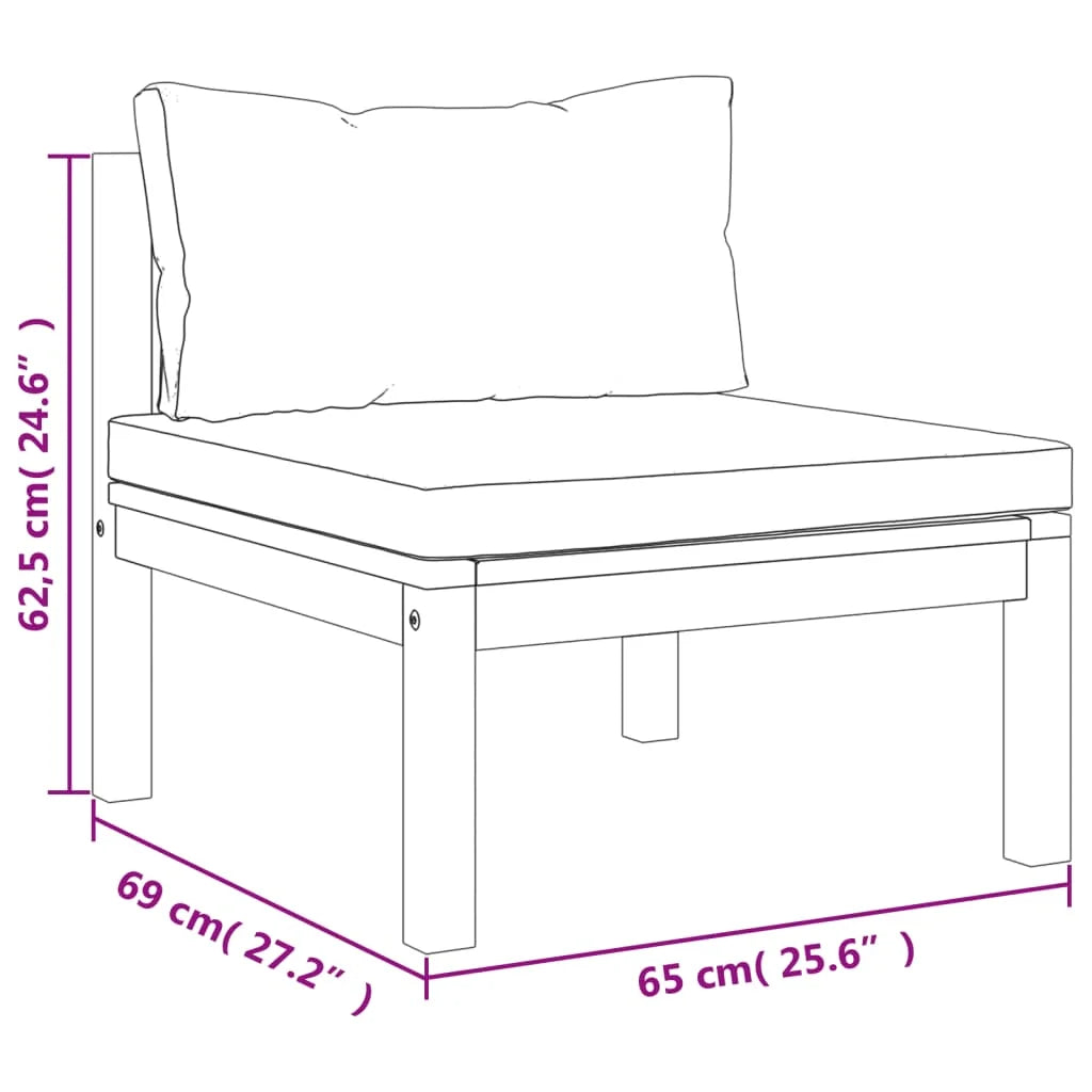 vidaXL 3-Seater Patio Sofa with Cream Cushion Solid Acacia Wood