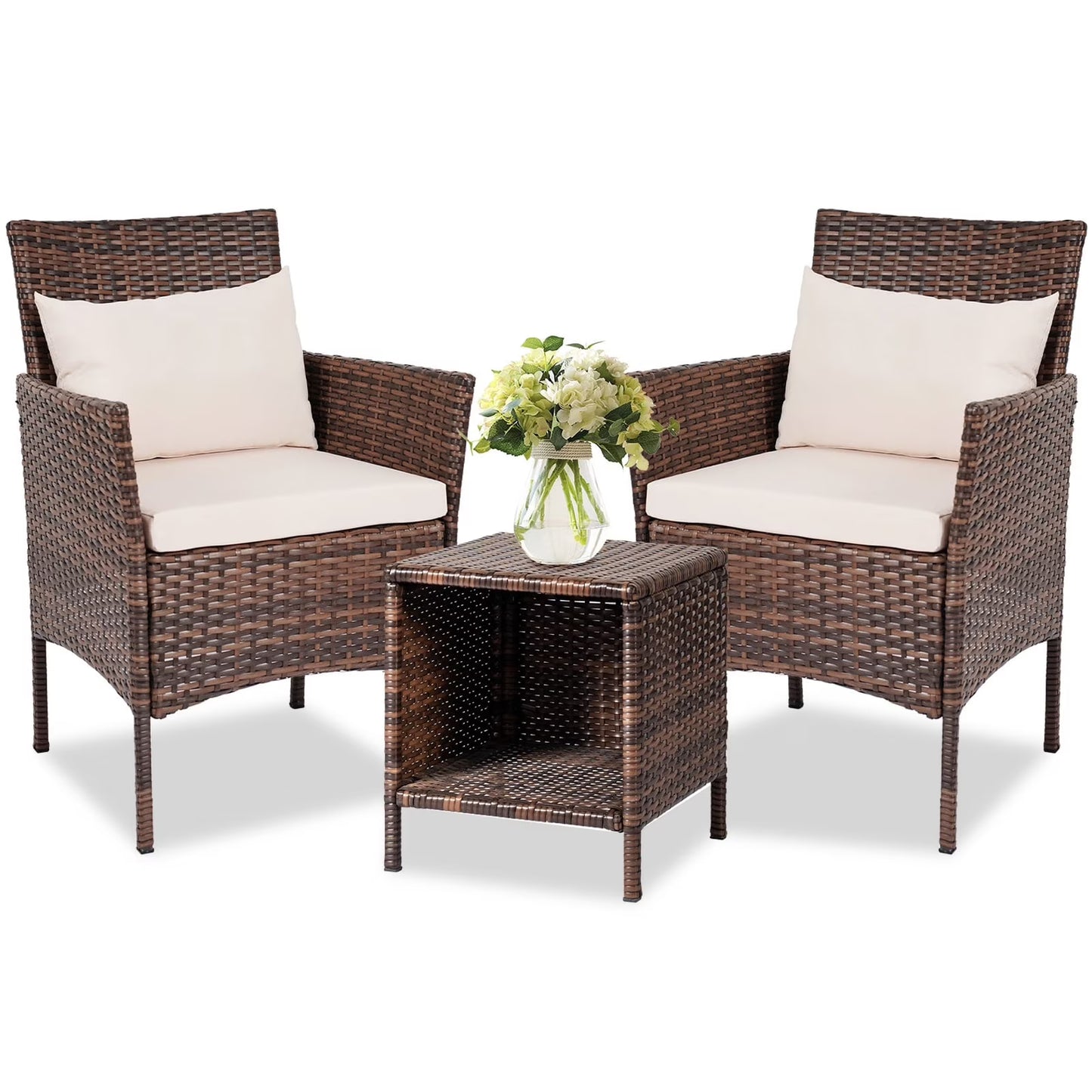 Tappio 4-Seat Patio Furniture Sets All Weather Outdoor Sectional Patio Sofa Manual Weaving Wicker Rattan Patio Seating Sofas with Cushion
