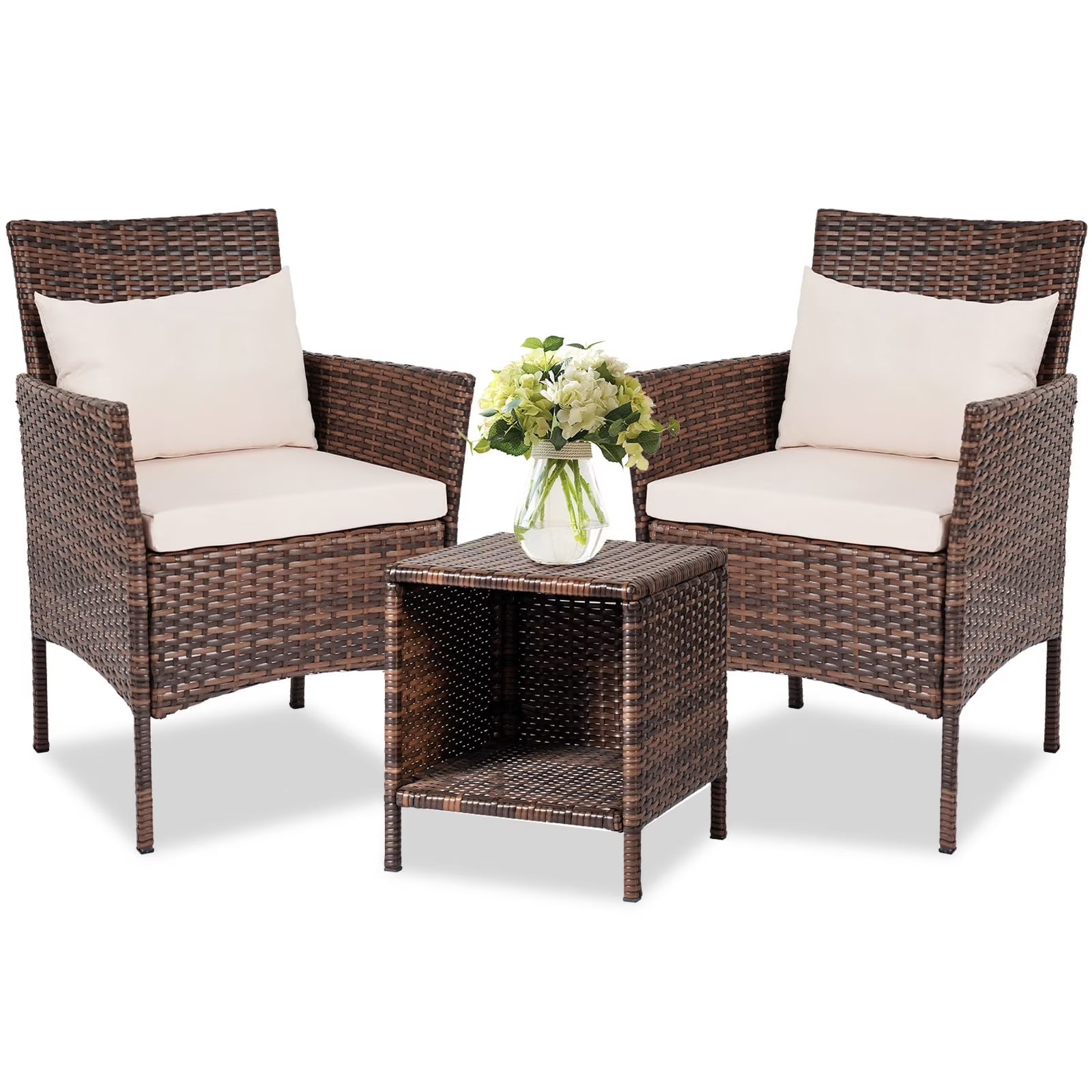 Tappio 4-Seat Patio Furniture Sets All Weather Outdoor Sectional Patio Sofa Manual Weaving Wicker Rattan Patio Seating Sofas with Cushion