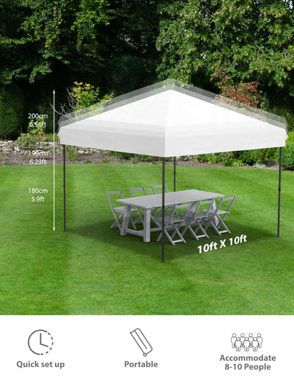 Pinypikaka 10x10 Ft Pop up Canopy Tent with 210D Oxford Fabric, Instant Portable Shelter with 4Pcs Sidewalls 4 Sandbags for Patio Outdoor Activities