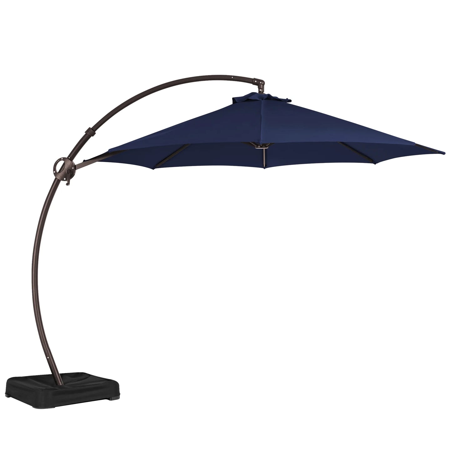 JUSTLET 10FT Arched-Pole Cantilever Hanging Patio Umbrella with baseNavy Blue