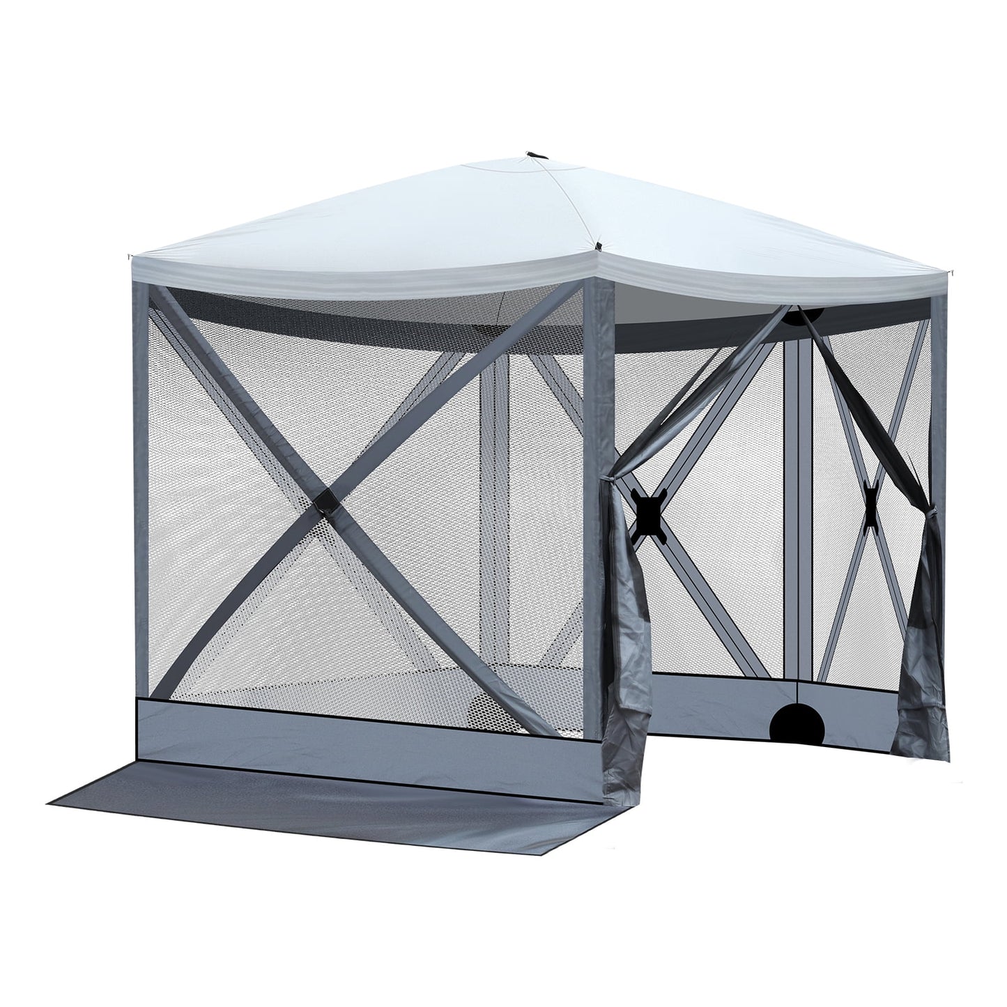 10'x10' Outdoor Pop-Up Camping Canopy - UV & Waterproof, 5 Mesh Sidewalls, Portable with Carrying Bag for Camping,Patio,Lawn, Gray