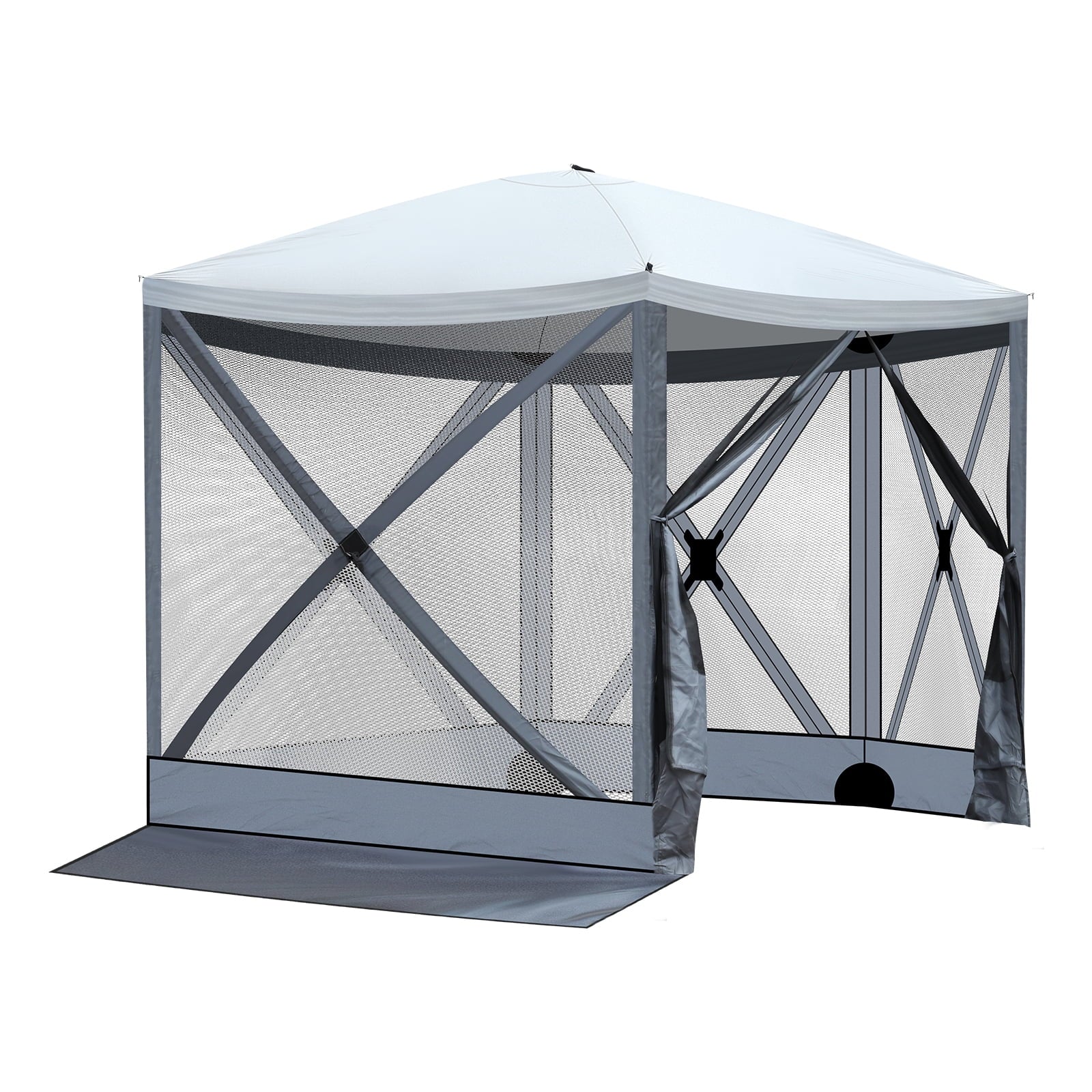 10'x10' Outdoor Pop-Up Camping Canopy - UV & Waterproof, 5 Mesh Sidewalls, Portable with Carrying Bag for Camping,Patio,Lawn, Gray