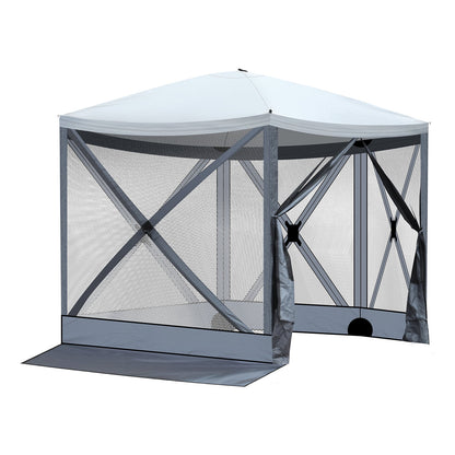 10'x10' Outdoor Pop-Up Camping Canopy - UV & Waterproof, 5 Mesh Sidewalls, Portable with Carrying Bag for Camping,Patio,Lawn, Gray