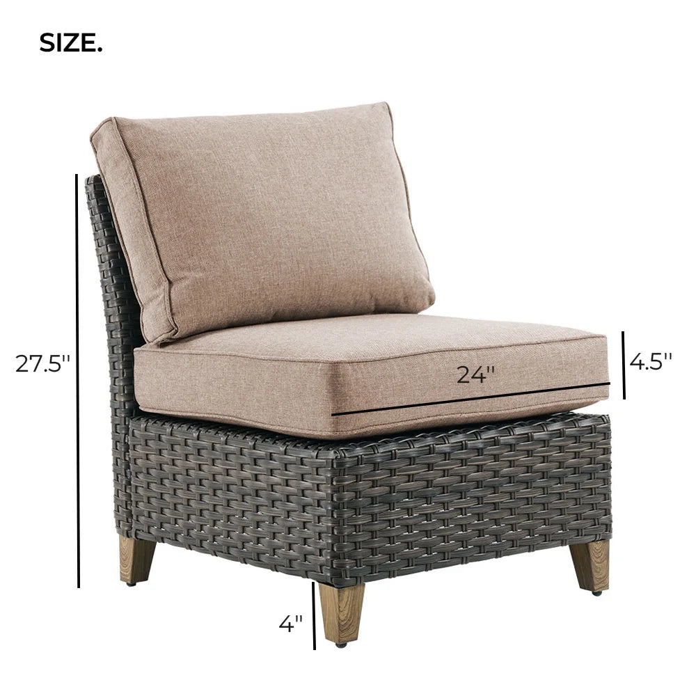 Grand Patio Outdoor Furniture, Patio Wicker Sectional Sofa Modular Furniture Set, Left Arm Sofa, Beige