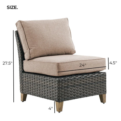 Grand Patio Outdoor Furniture, Patio Wicker Sectional Sofa Modular Furniture Set, Left Arm Sofa, Beige