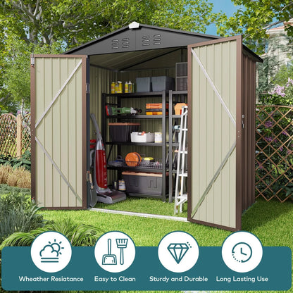 Lofka 6 x 4ft Shed and Outdoor Storage , Durable Metal Garden Shed with Lockable Door, Weather-Resistant Steel Tool Shed for Backyard, Patio, Grey
