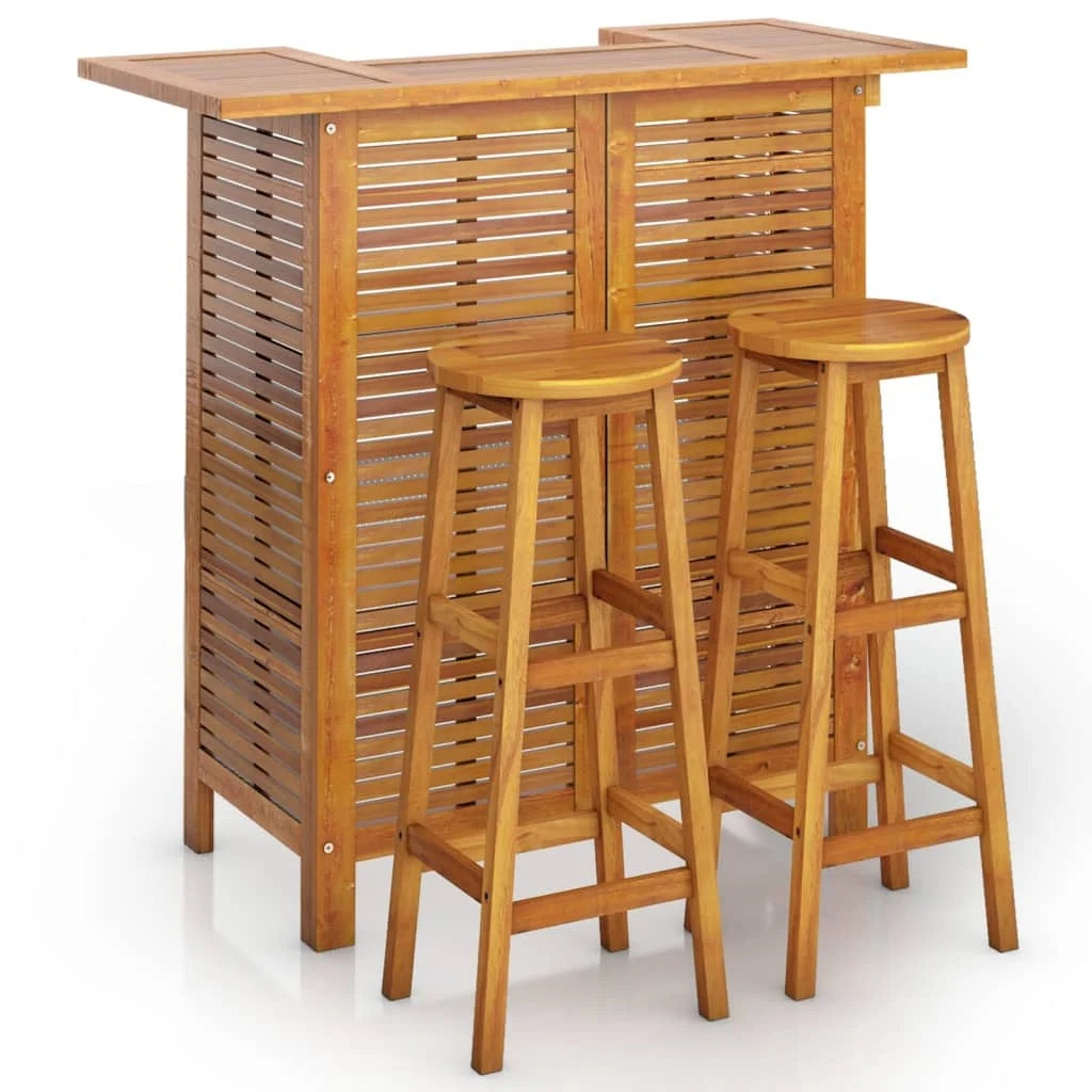 vidaXL 3 Piece Patio Bar Set Solid Wood Acacia