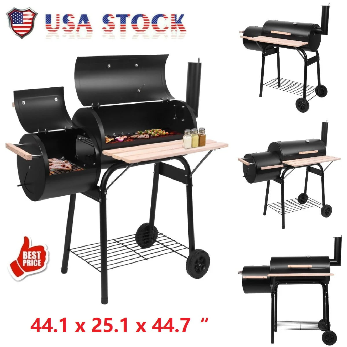 ON SALE!Goorabbit Charcoal Grill,Outdoor Cooking Grill,Outdoor BBQ Grill 24.4" L x 29.6" H Charcoal Barbecue Pit Patio Backyard Meat Cooker Smoker,Black