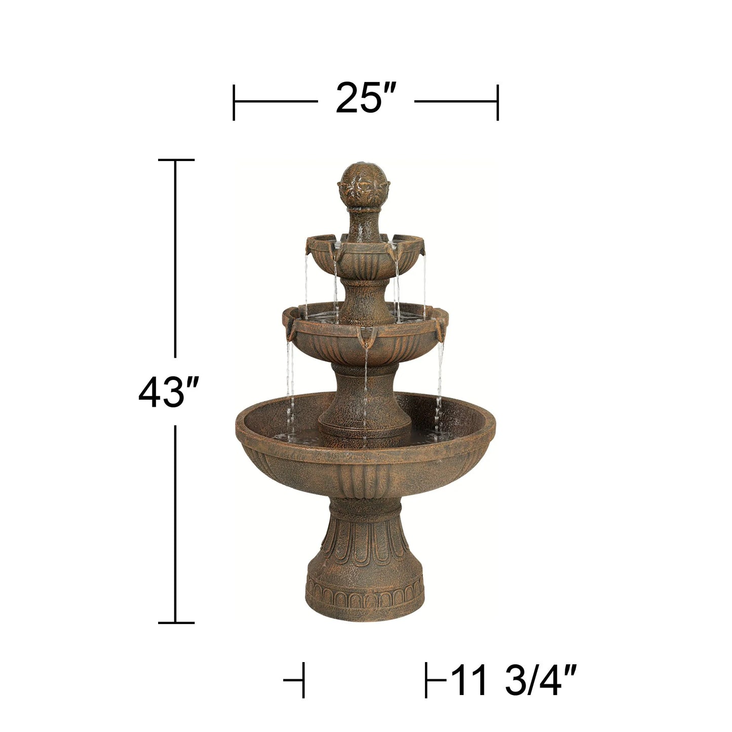 Ravenna 43" High Large Italian Indoor Outdoor Decor Faux Stone Floor Fountain Waterfall Outside Garden Patio