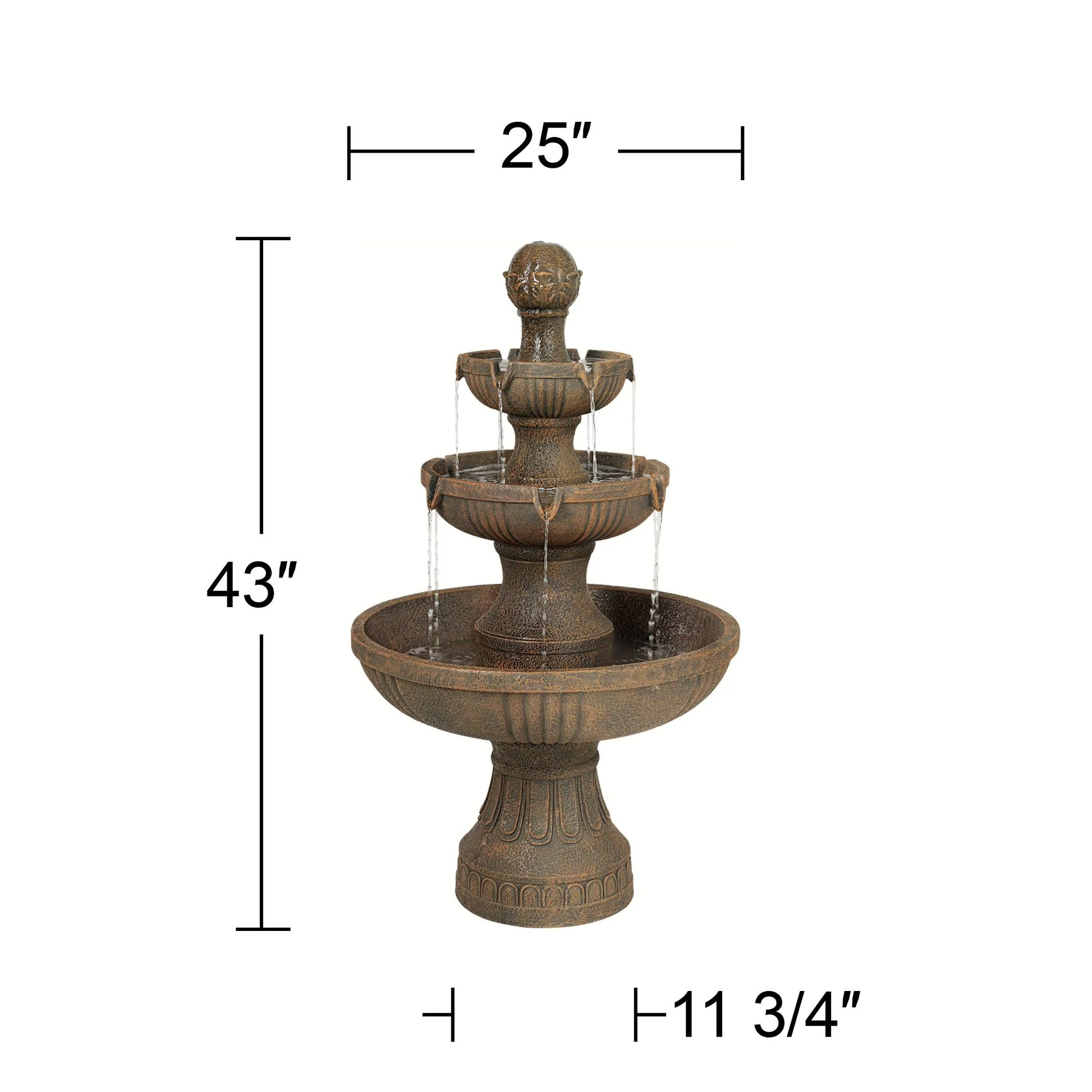 Ravenna 43" High Large Italian Indoor Outdoor Decor Faux Stone Floor Fountain Waterfall Outside Garden Patio