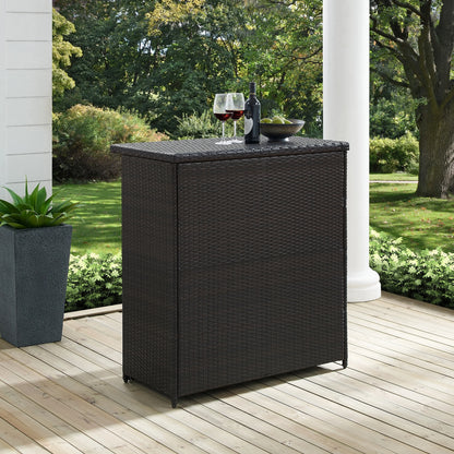 Crosley Palm Harbor Wicker/Rattan Patio Bar in Brown