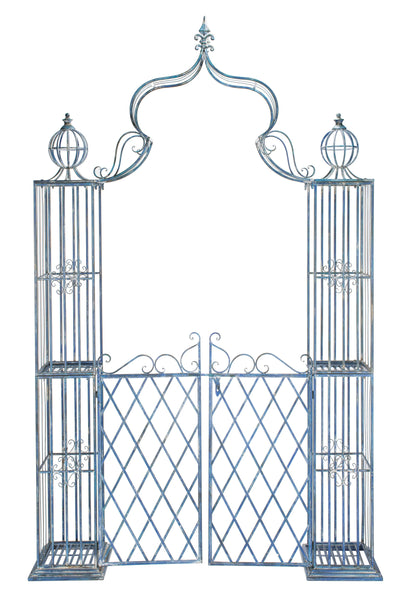 SAFAVIEH Beatrix Outdoor Patio Arbor with Door, Antique Blue