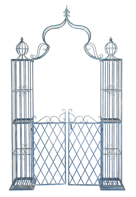 SAFAVIEH Beatrix Outdoor Patio Arbor with Door, Antique Blue