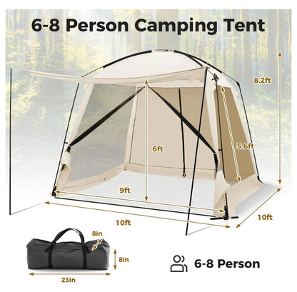 10x10 Screen Tent, Portable Screen House for Camping & Patios - Easy Setup Canopy with Mesh Walls, 2 Doors & Carry Bag Beige