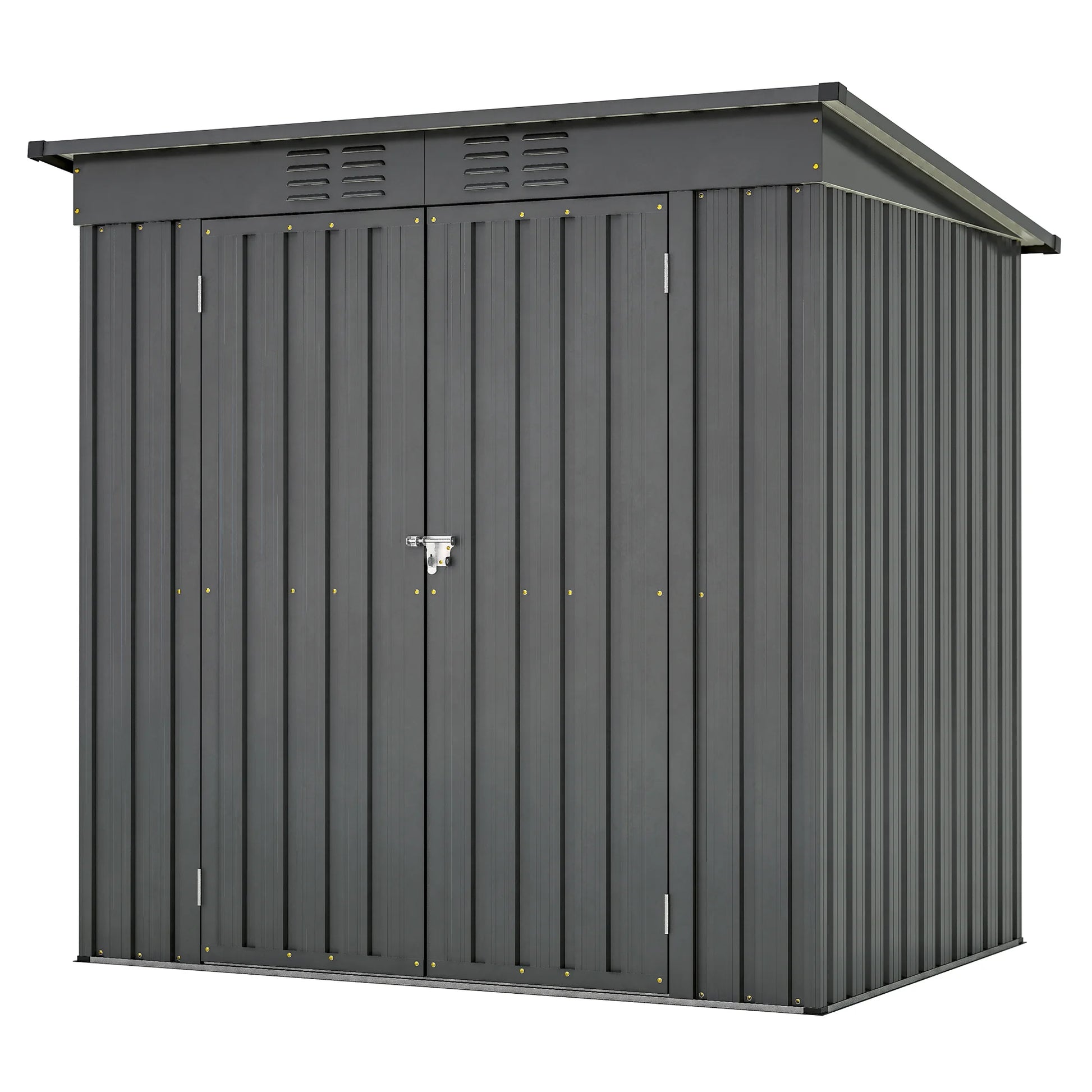6 x 4 ft Outdoor Storage Shed with Floor Frame, Storage Sheds for Outside with Lockable Door, All Weather Garden Tool Shed with Air Vent for House Backyard Patio Lawn, Black