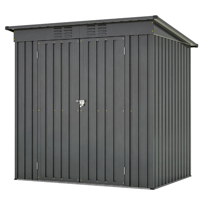 6 x 4 ft Outdoor Storage Shed with Floor Frame, Storage Sheds for Outside with Lockable Door, All Weather Garden Tool Shed with Air Vent for House Backyard Patio Lawn, Black