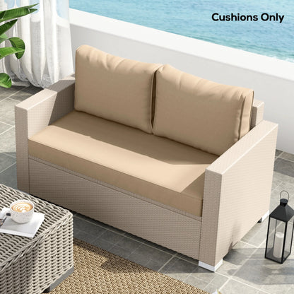 Outsunny 2 Seater Patio Furniture Cushions, 5 in Outdoor Loveseat Cushions with Removable Cover, Replacement Cushions for Outdoor Furniture, Beige