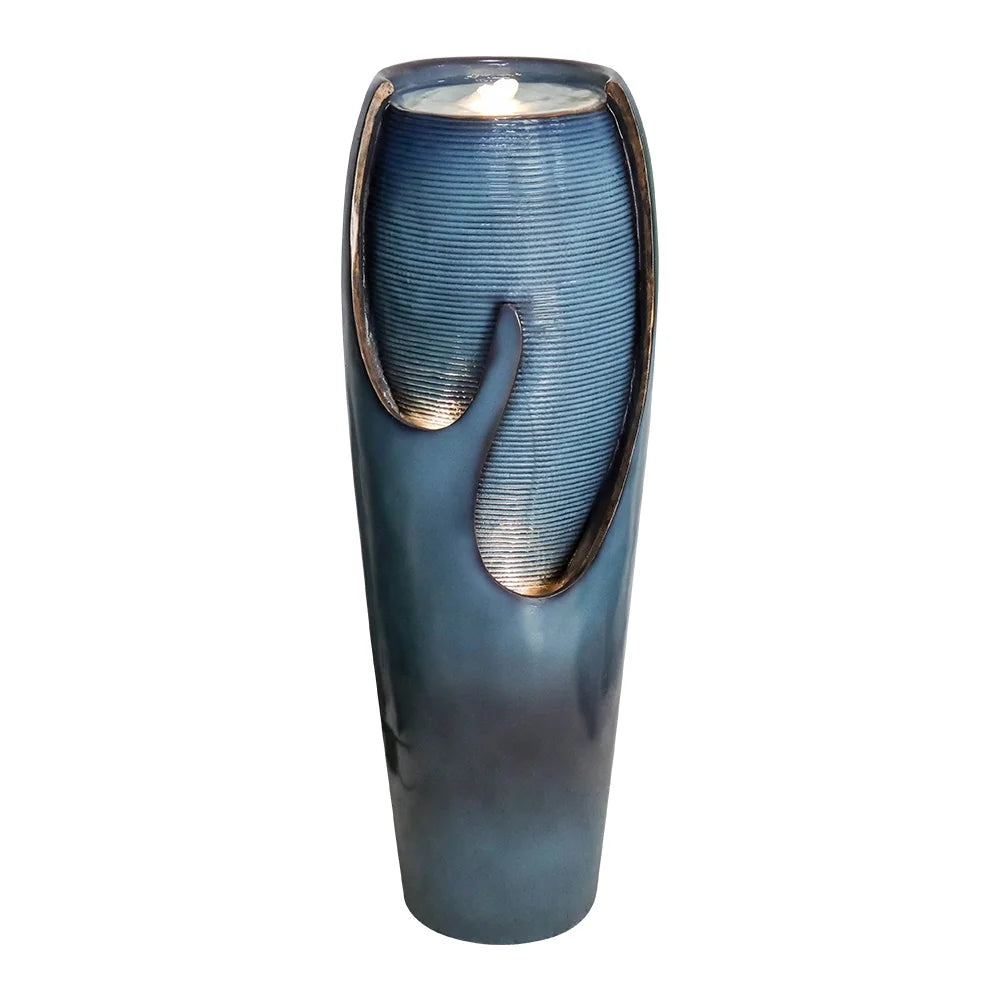 38.7-Inch H Outdoor Vase Water Fountain - Patio Garden Water Fountain with LED Light and Submersible Pump for Yard Art Decor