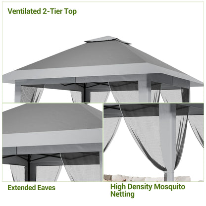 13 X 13 Pop Up Gazebo with Mosquito Netting,Outdoor Patio Gazebo,Outdoor Canopy Tent with Mosquito Netting,Backyard Tent,Olive Green + Hemp Grey