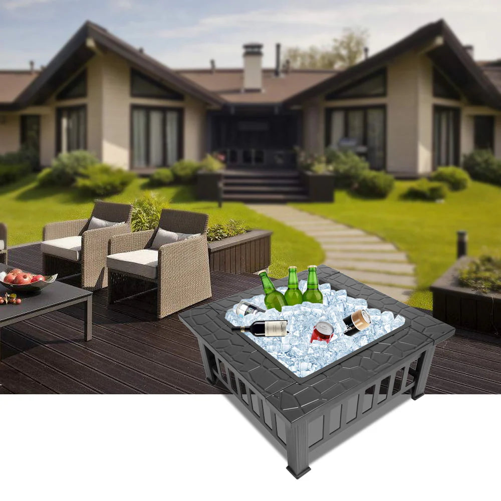 Ktaxon Homes and Gardens 32" Outdoor Metal Firepit Backyard Patio Garden Square Stove Fire Pit