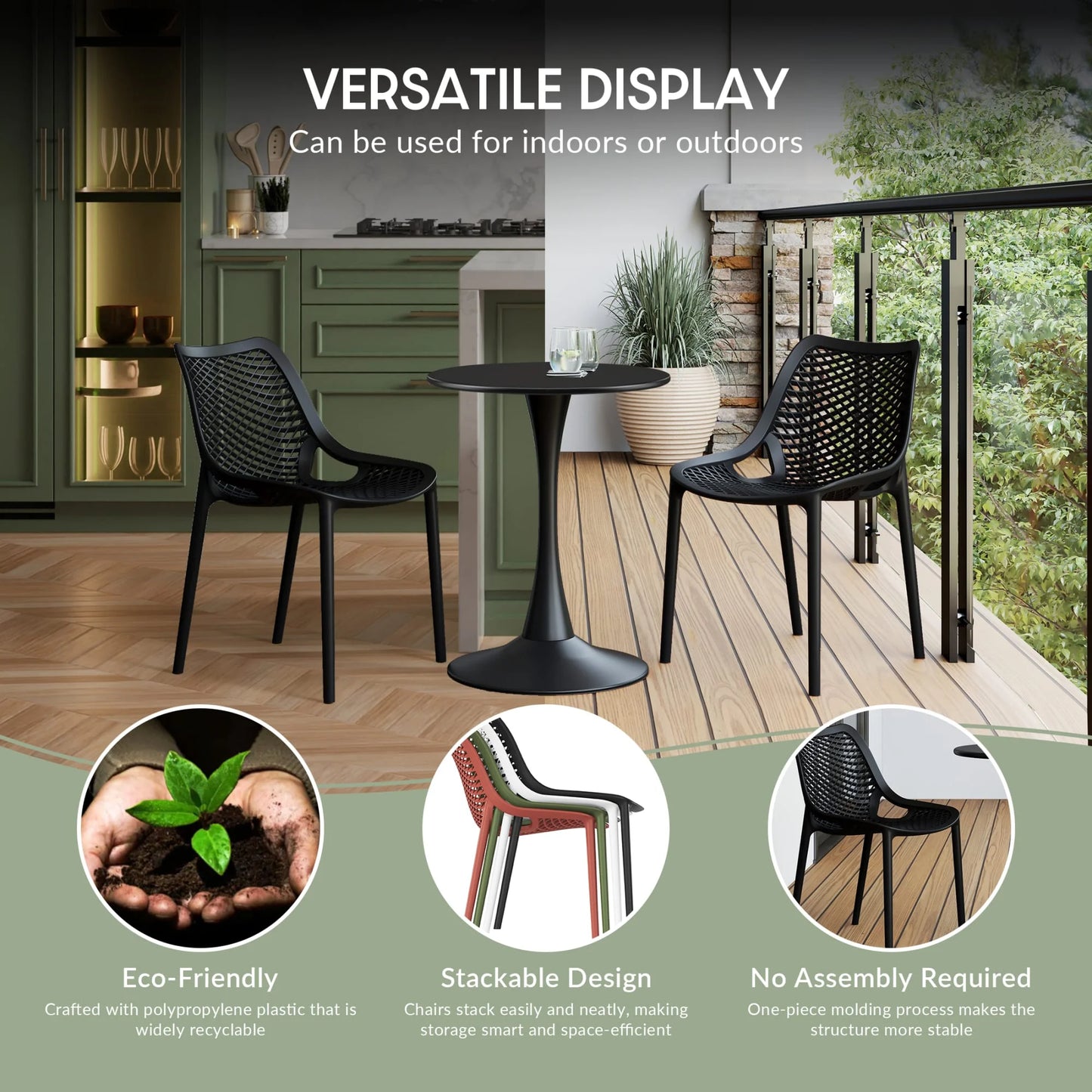 WestinTrends Playa 3-Piece Outdoor Resin Patio Bistro Set with Stackable Patio Dining Side Chairs, Olive Green