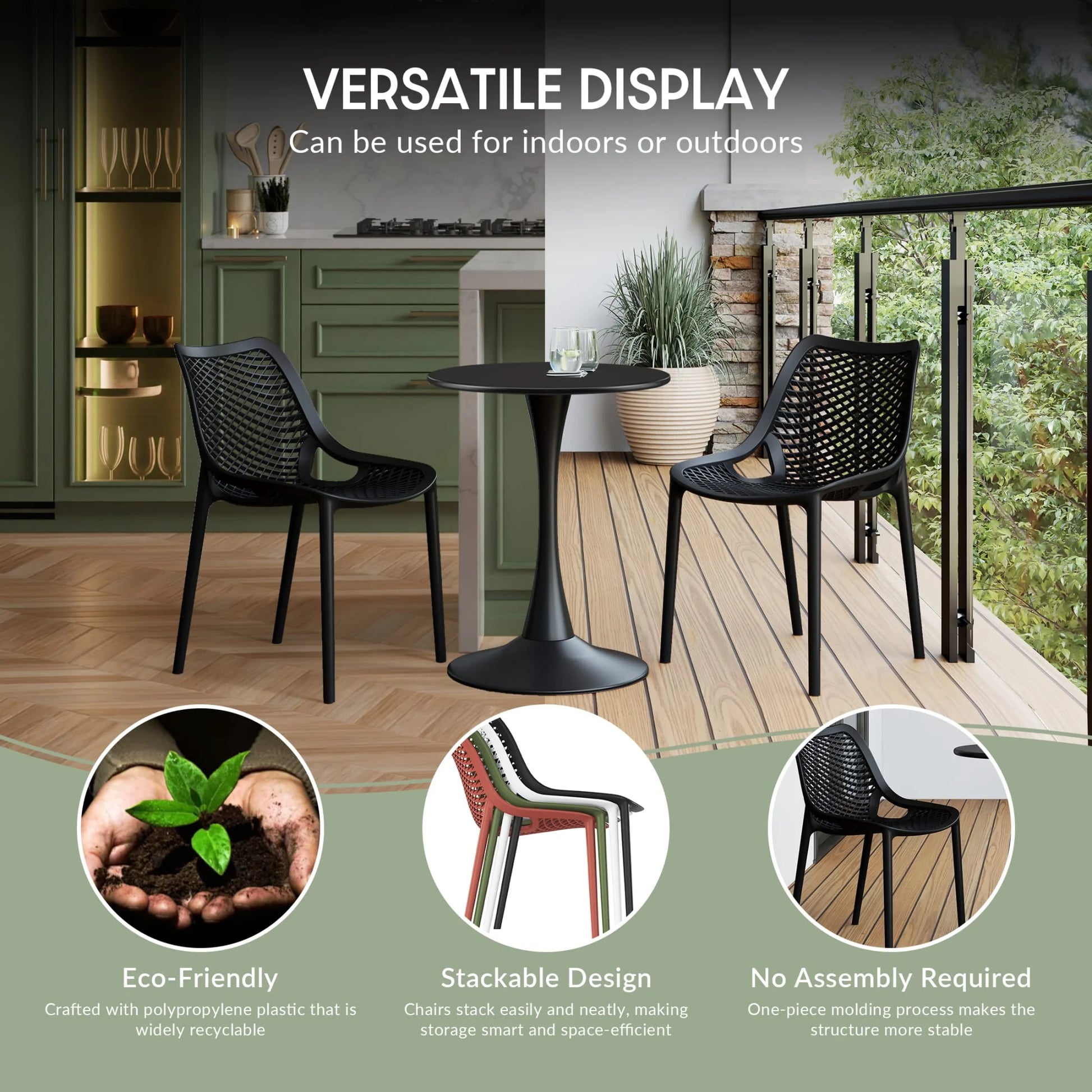 WestinTrends Playa 3-Piece Outdoor Resin Patio Bistro Set with Stackable Patio Dining Side Chairs, Olive Green