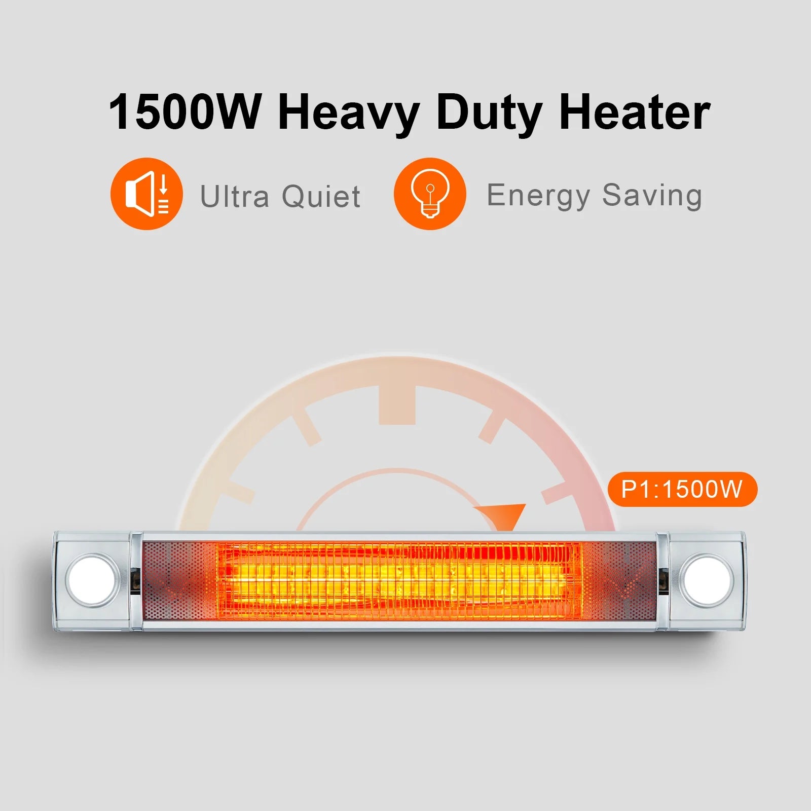 Garvee Wall Mount Heater with Remote Control, 1500W Infrared Hanging Patio Heater w/Timers for Indoor/Outdoor Use, Silver