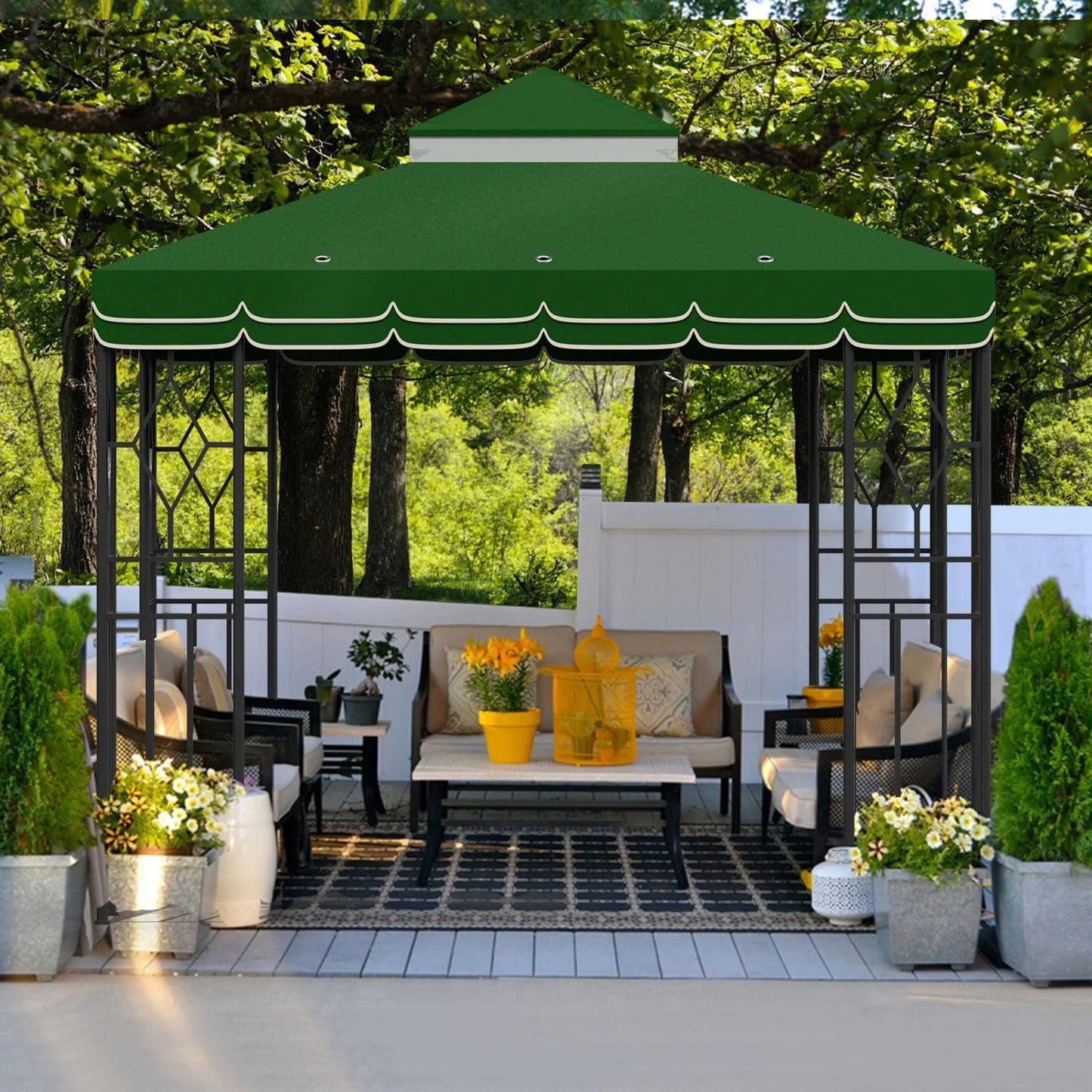 10x10 Canopy Replacement Top Double Tiered Gazebo Cover for Yard, Patio & Garden Durable Sunshade Replacement (Navy Blue)