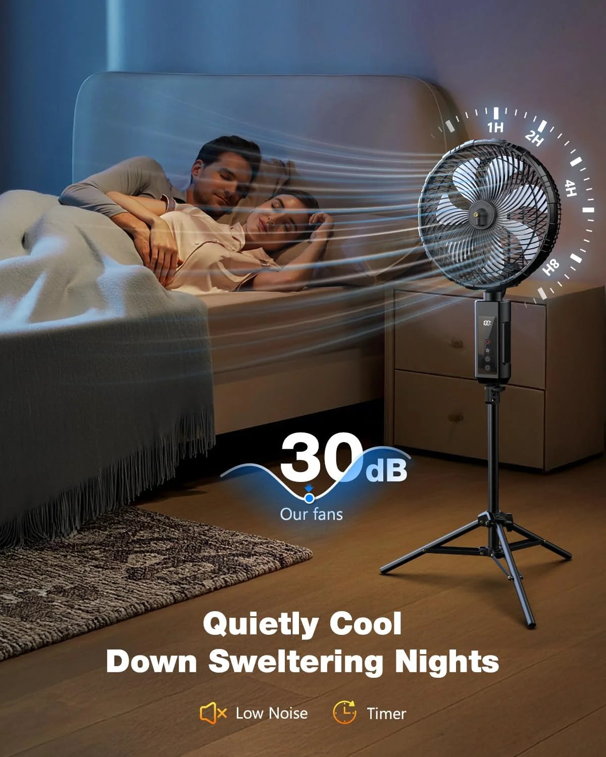 Portable fan products, 20000mAh 12-inch outdoor misting fan, suitable for outdoor patios