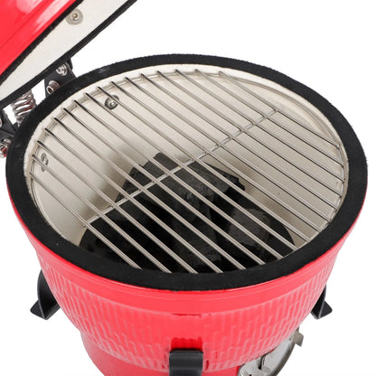 13 Inch Orange Ceramic Charcoal Grill Round Kamado Style BBQ Cooker Portable Outdoor Smoker Barbecue Grill for Patio Garden Backyard Camping Cooking with Vents and Temperature Control Grill Rack