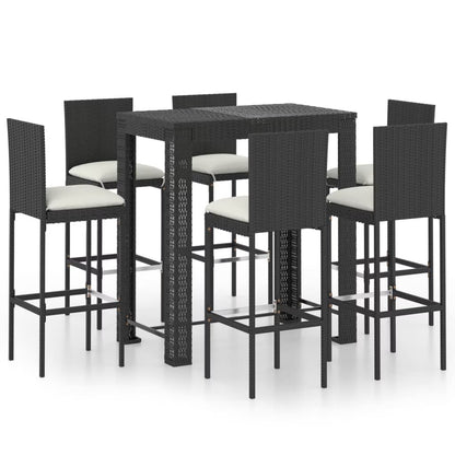 vidaXL Patio Bar Set Outdoor Bistro Set Bar Stool Bistro Table Poly Rattan