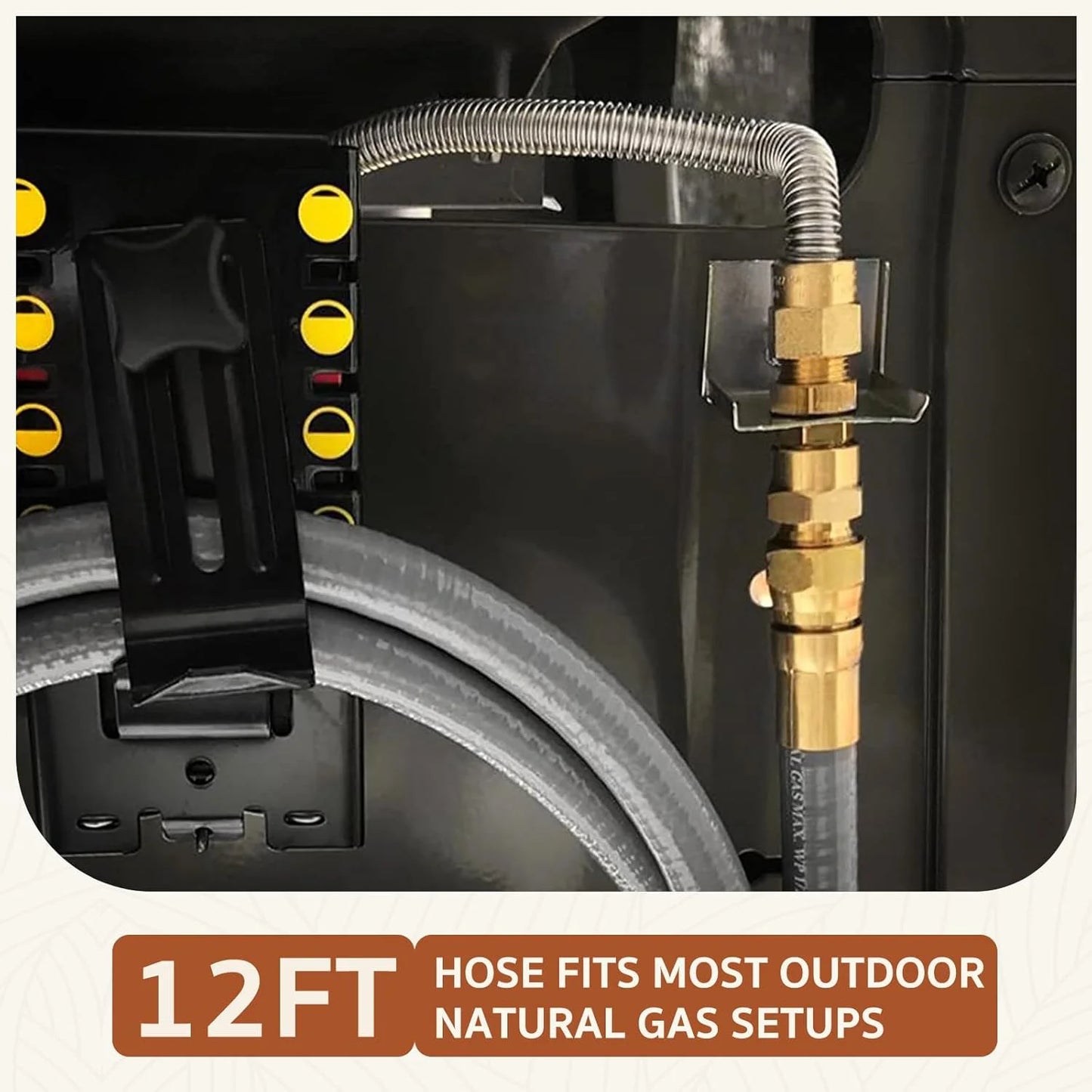 12 Feet 3/8" ID Natural Gas Hose, Low Pressure LPG Hose with Quick Connect, for , Char-broil, Pizza Oven, Patio Heater and More