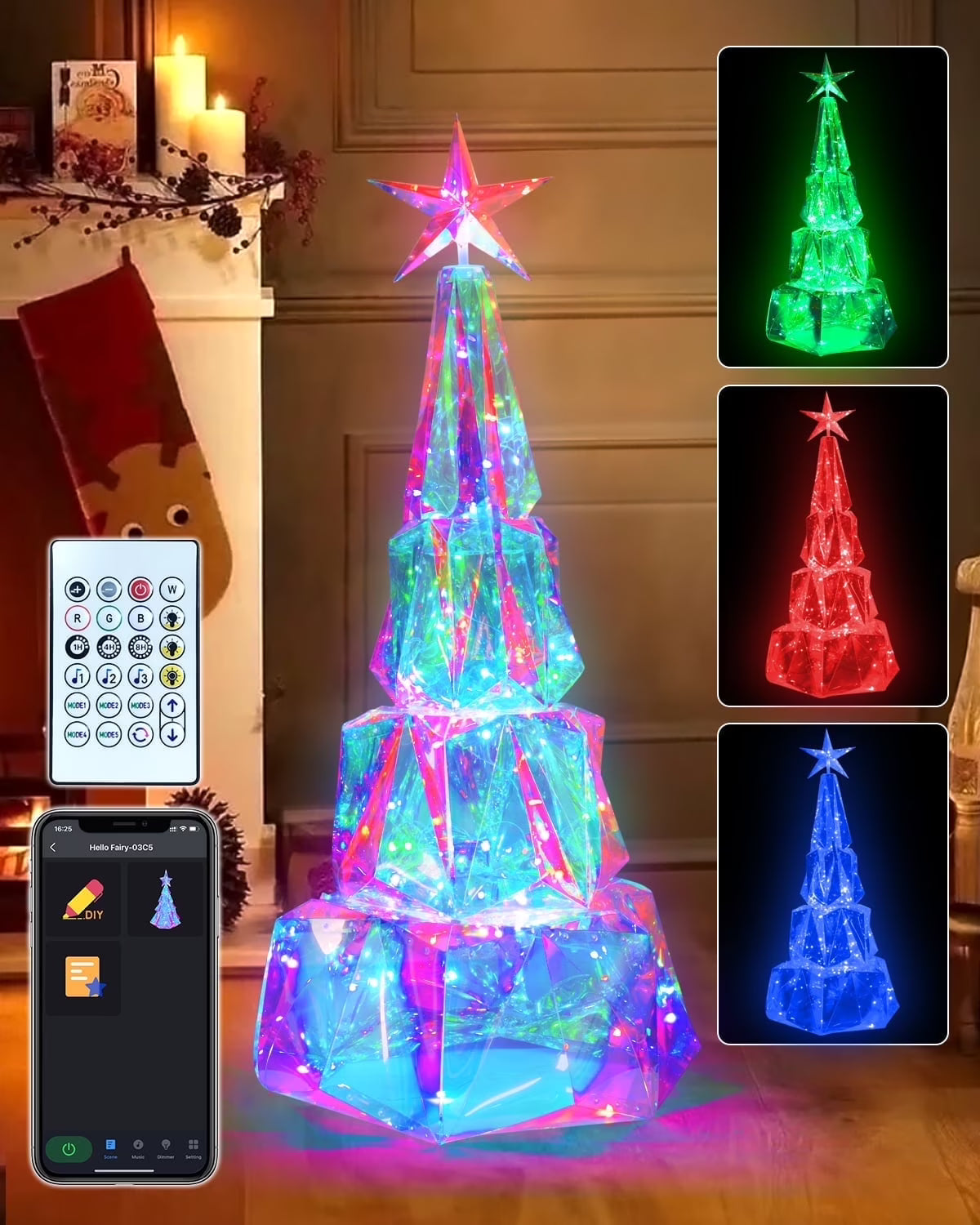 8FT 191 LED Christmas Cone Tree Smart Light with 58 Modes DIY Timer Remote Dimmable Artificial Christmas Tree for Porch Yard Patio Indoor Outdoor Xmas Holiday Decor