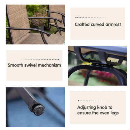 Sophia & William Outdoor Patio Metal Swivel Bar Stools Height Chairs Furniture Set of 2