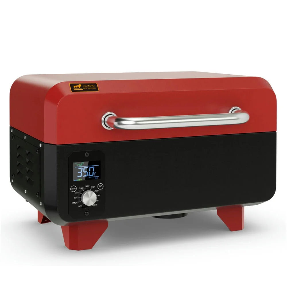 Topcobe Outdoor Portable Tabletop Pellet Grill and Smoker with Digital Control System for BBQ, Cooking Space for Backyard, Patio and Parties-Red