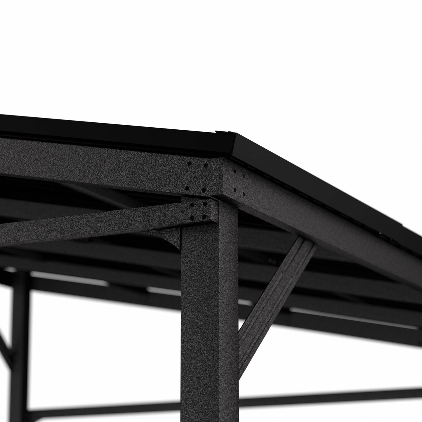 VEIKOUS 14' x 10' Outdoor Hardtop Gazebo, Patio Lean-to Pergola W/Heavy Duty Galvanized Metal Roof, Black