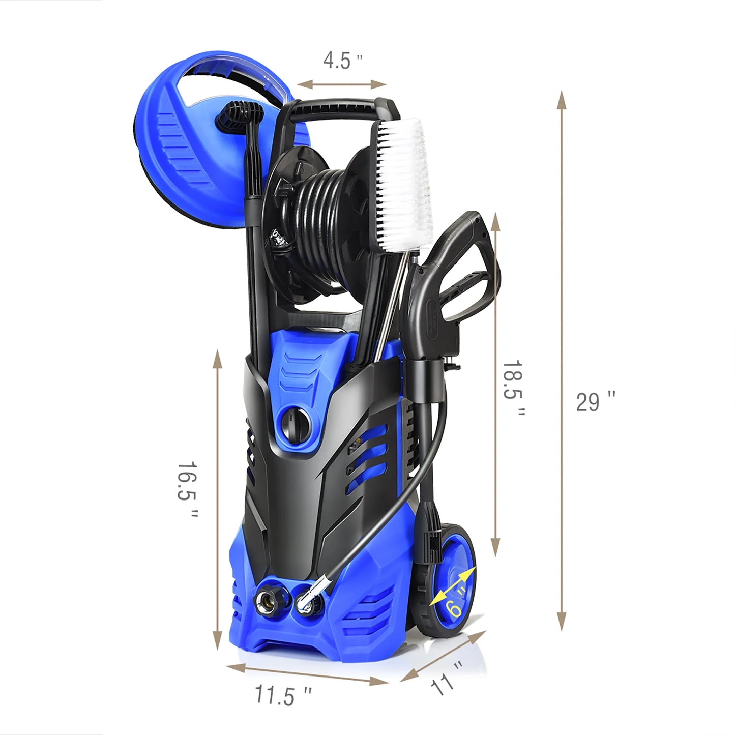 Costway 3000PSI Electric High Pressure Washer Machine 2 GPM 2000W w/Deck Patio Cleaner Blue