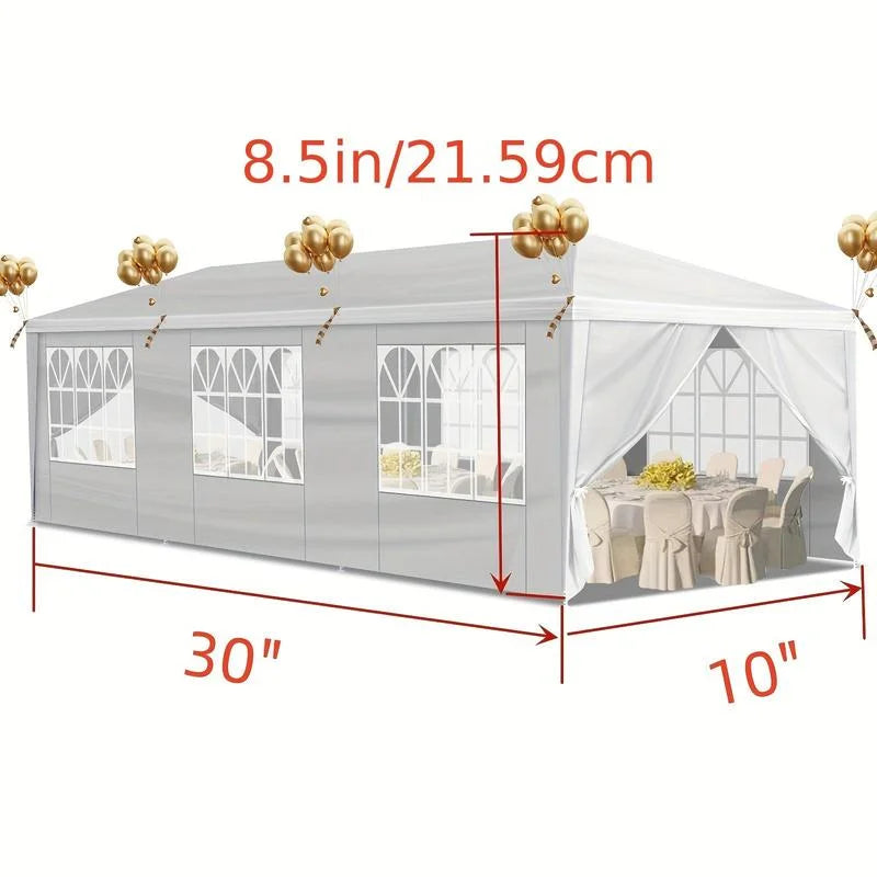 Waterproof 10'x30' Outdoor Party Tent Canopy | with 8 Removable Sidewalls for Patio, Wedding, Or Gazebo,Includes Accessories Portable Garage Storage Double Roof Curtains Double-Sided Umbrella
