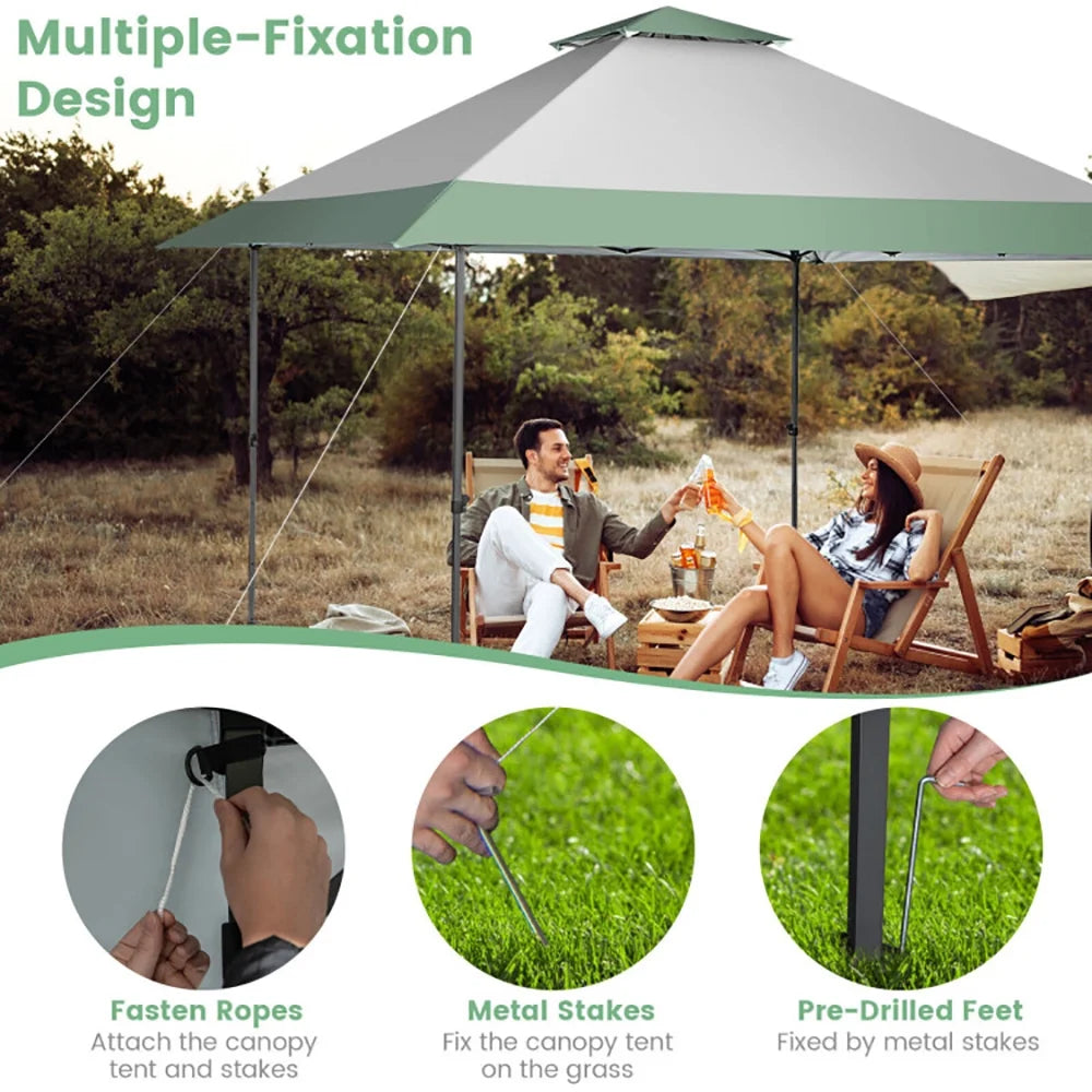Resenkos 13 x 13 Feet Pop-Up Patio Canopy Tent with Shelter and Wheeled Bag-Gray, Outdoor Gazebo Wedding Party Tent Canopy Tent for Outside Party Waterproof Tent
