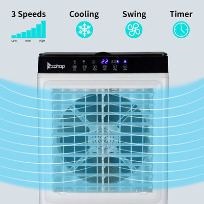 Evaporative Air Cooler, 2353CFM Portable Cooling Fan w/Humidifier, Indoor Outdoor Swamp Cooler for Home Patio, 7.9GAL Water Tank, 4 Ice Packs, 3 Speeds, 90?Swing