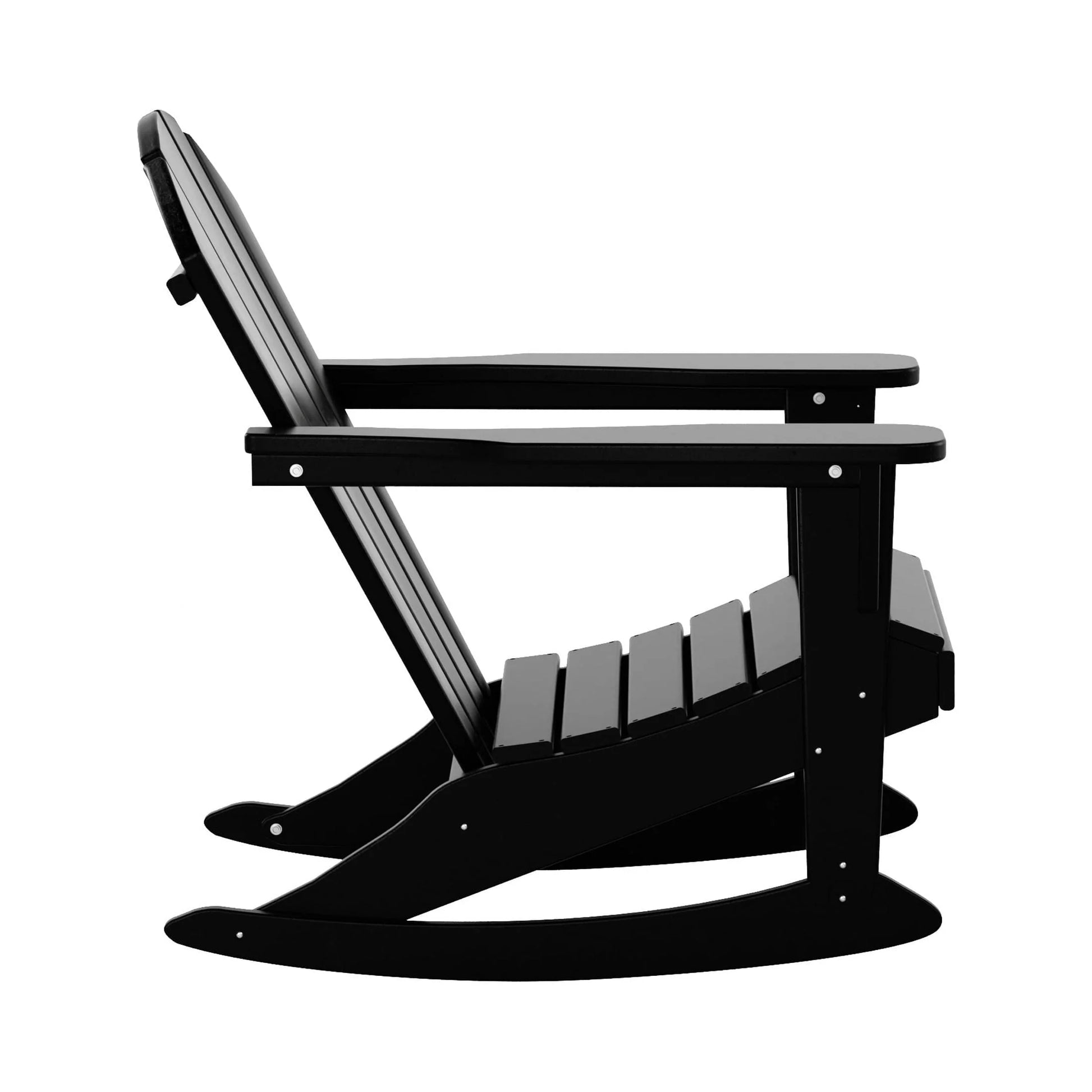 WestinTrends Malibu 3 Piece Outdoor Rocking Chair Set, All Weather Poly Lumber Porch Patio Adirondack Rocking Chair Set of 2 with Side Table, Black