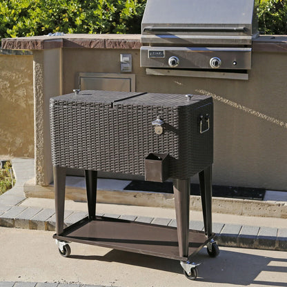 Clevr Outdoor Patio 80 quart Party Portable Rolling Cooler Wheeled Ice Chest