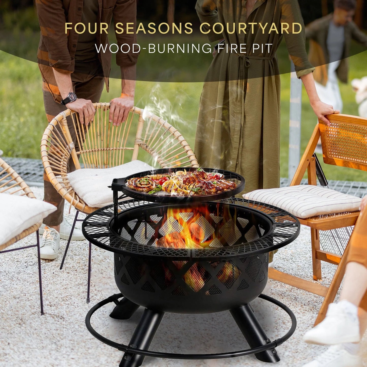 Four Seasons Courtyard Wood Burning Fire Pit Backyard Patio Fireplace
