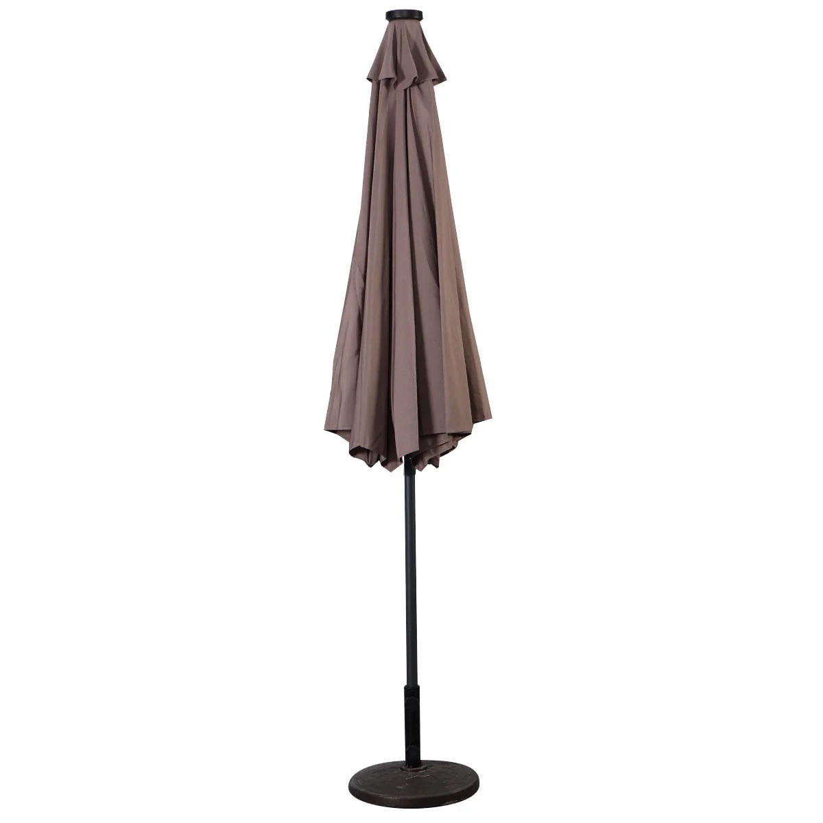 Costway 10ft Patio Solar Umbrella LED Patio Market Steel Tilt w/Crank Outdoor (Tan)