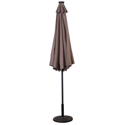 Costway 10ft Patio Solar Umbrella LED Patio Market Steel Tilt w/Crank Outdoor (Tan)