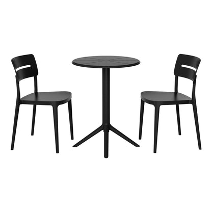 WestinTrends Playa 3-Piece Outdoor Resin Patio Bistro Set with Stackable Patio Dining Chairs, Black